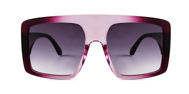 Sunglasses with a pink and black frame